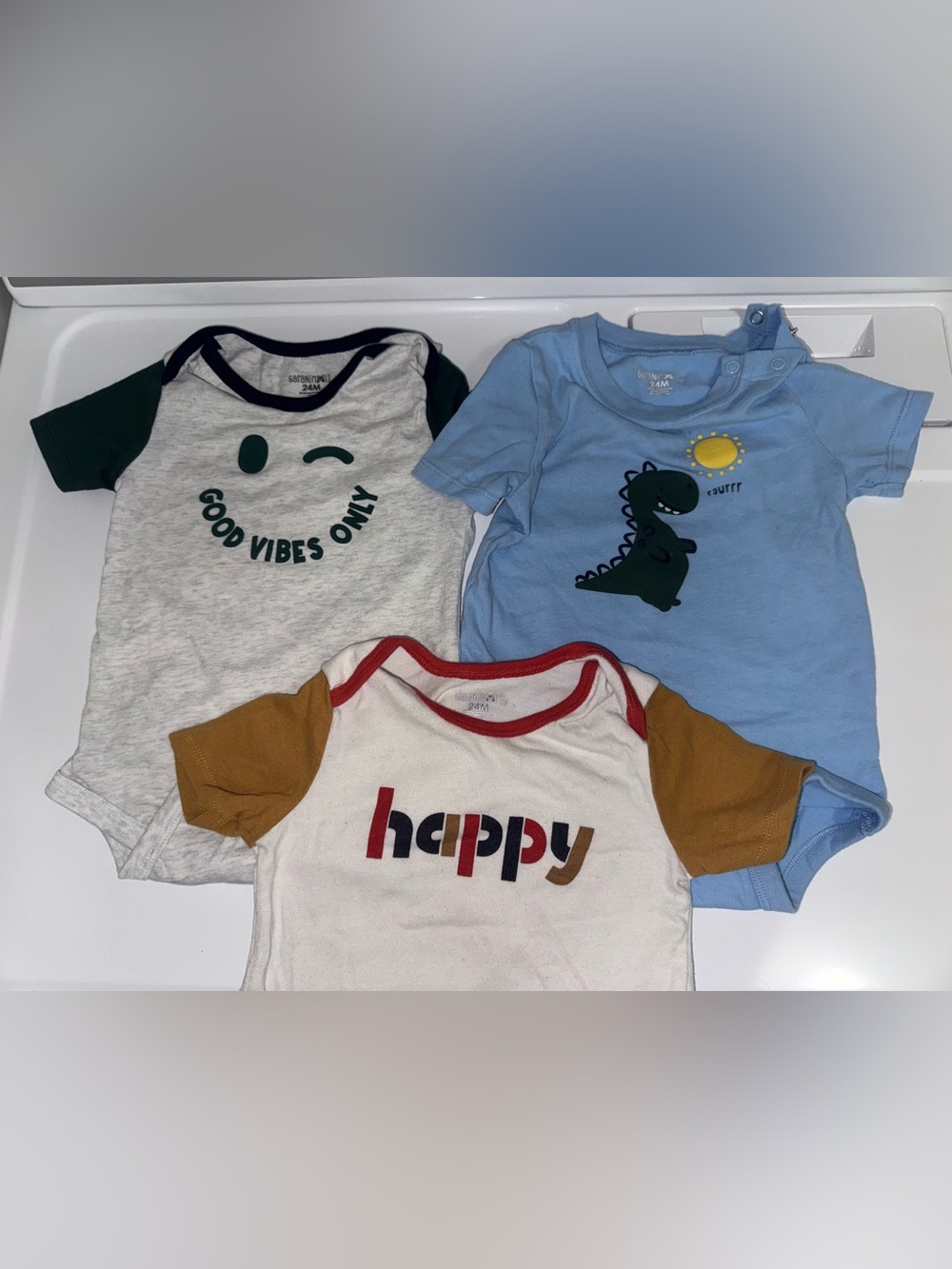 Carter's 'Happy' Short-Sleeve Raglan Baby Tee - White with Mustard & Red